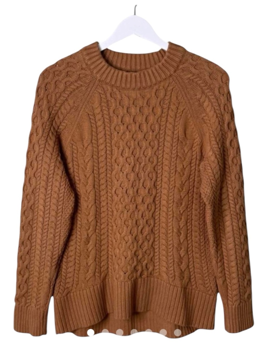 J.Crew Women's Crewneck Soft Brown 100% Wool Fisherman Sweater Size Large